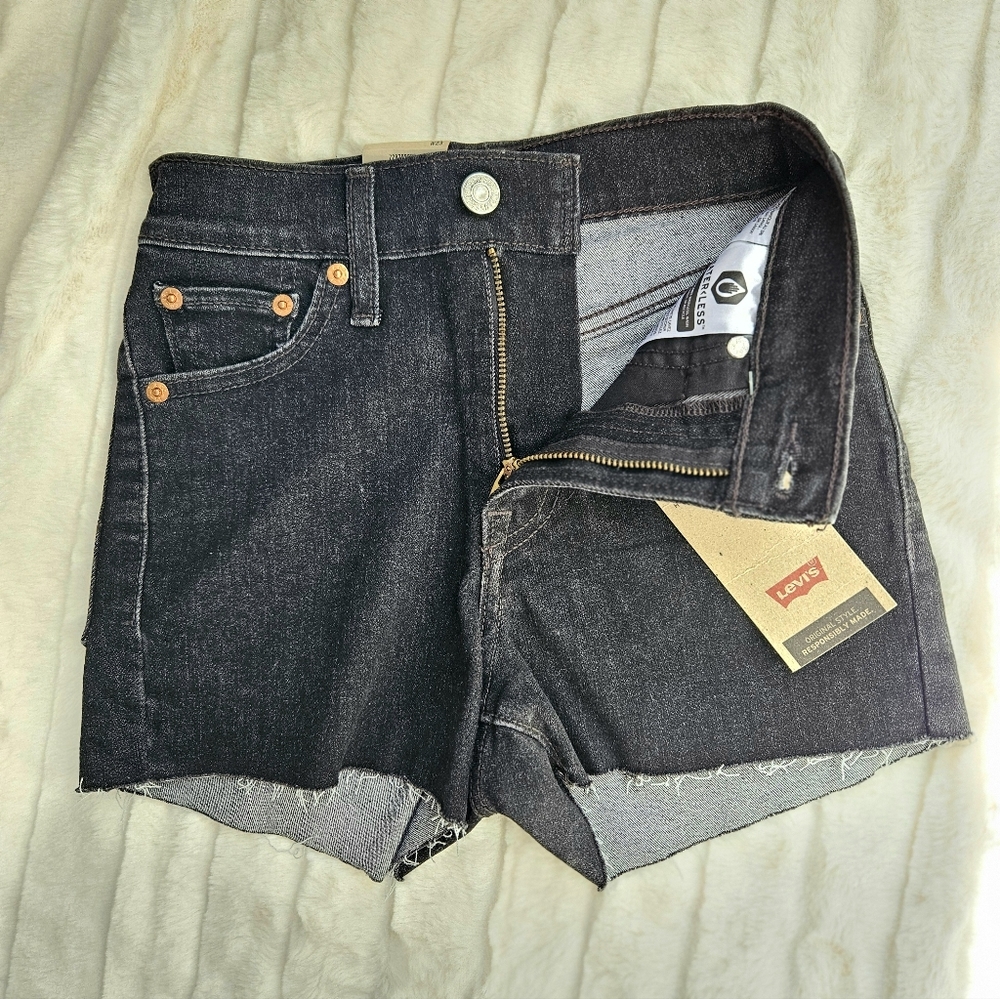 Levi's® Women's High Rise Denim Shorts, Ready Steady Black Wash. Size 23